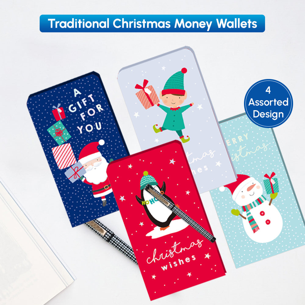 4 Assorted Traditional Christmas Money Wallets