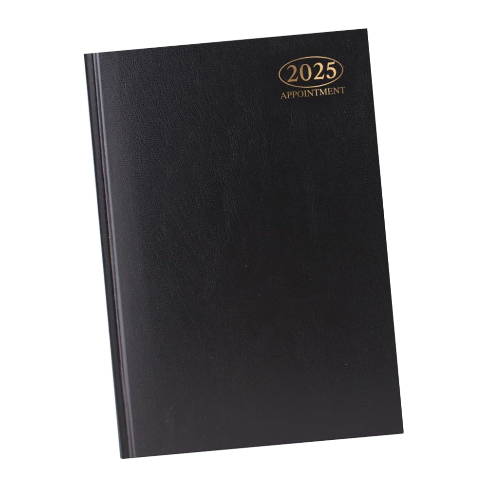 2025 A5 Day to Page Appointment Diary - Black