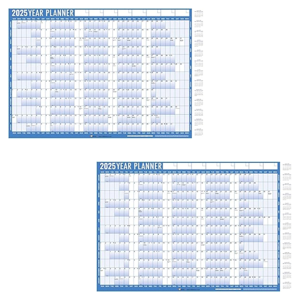 2025 Year Wall Planner A1 Large Laminated Wall Calendar - 2 Pack