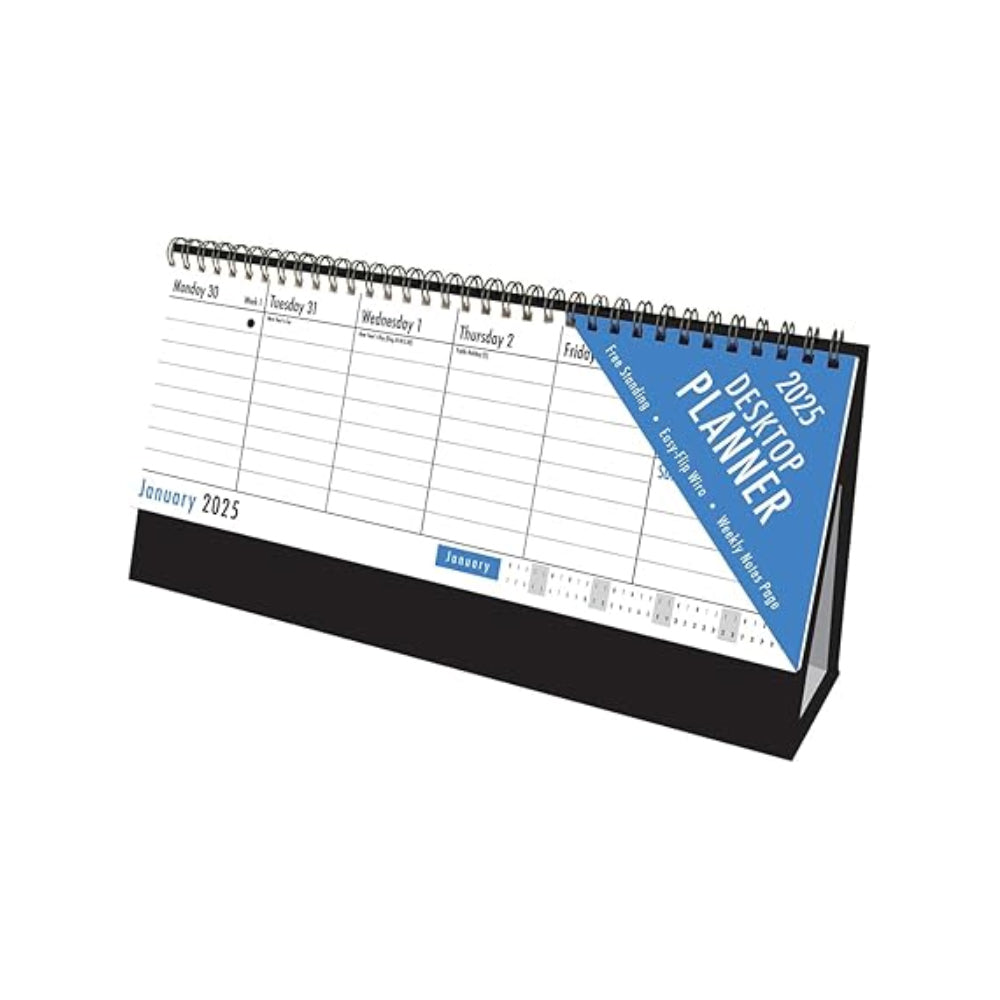 2025 Blue and Black Desktop Flip Calendar