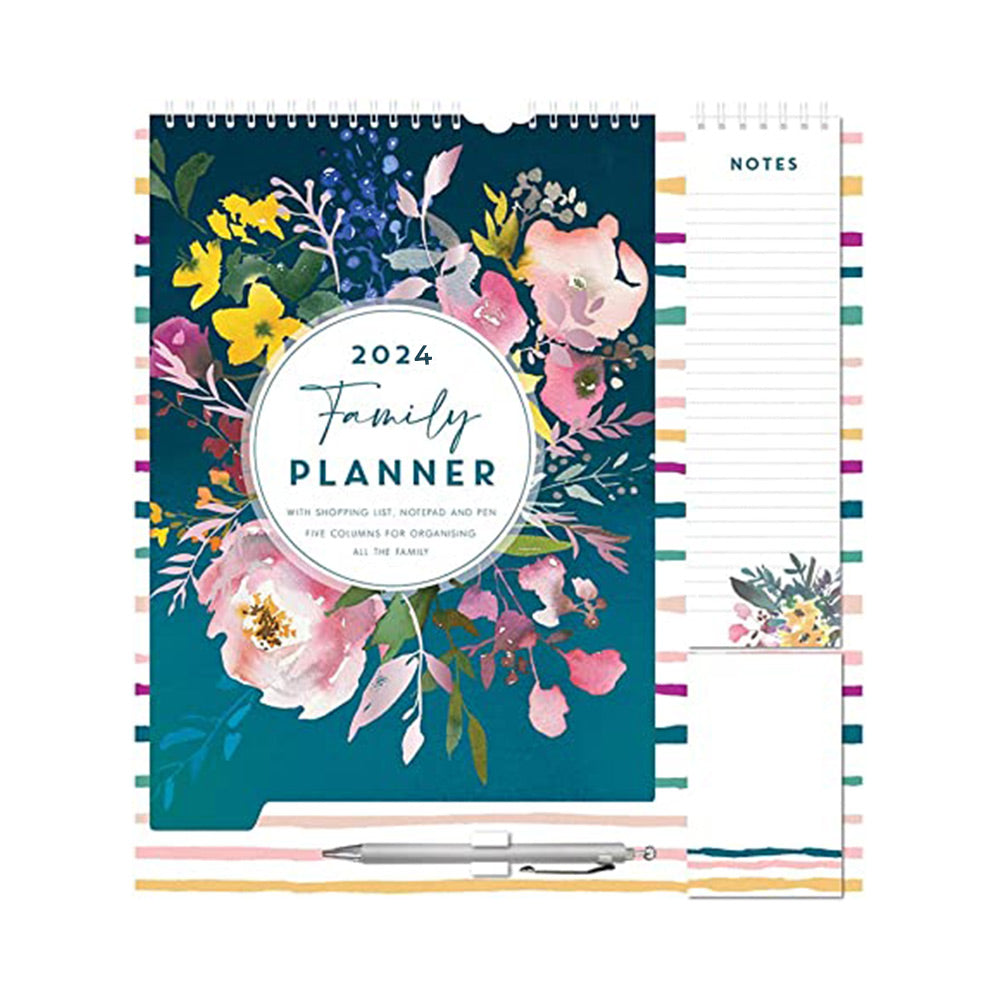 2024 Family Organiser Calendar Planner with Memo Pad, Pen & Shopping List  -Sea