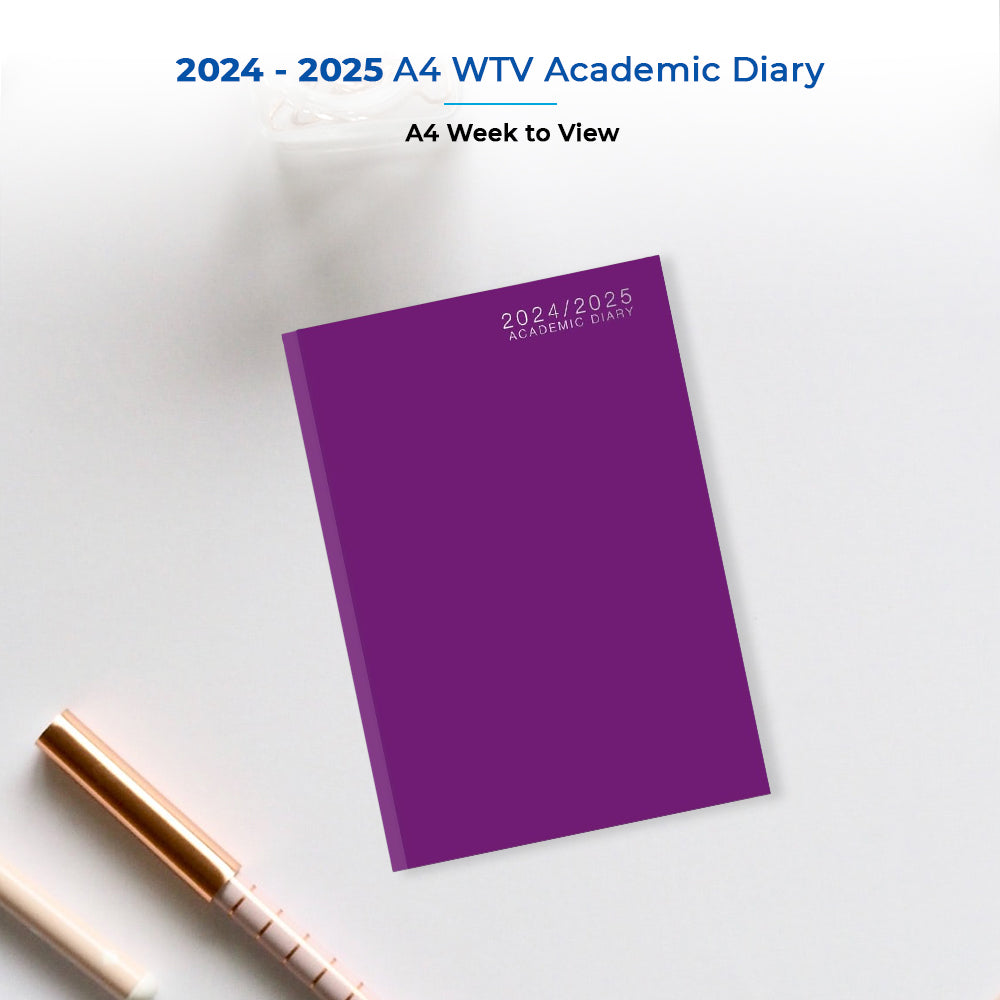 A4 Week To View Mid Year Diary - Purple