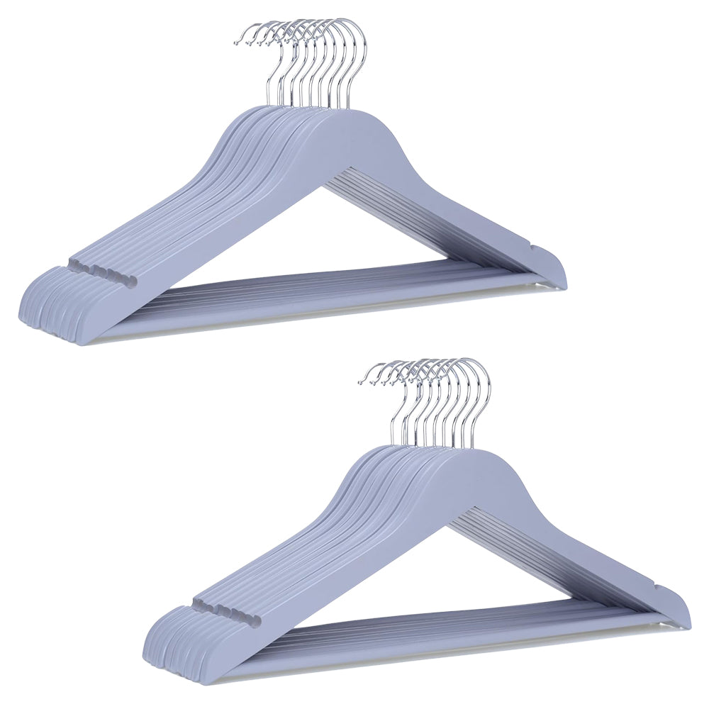 Strong Grey Wooden Coat Hangers - 40 Pack