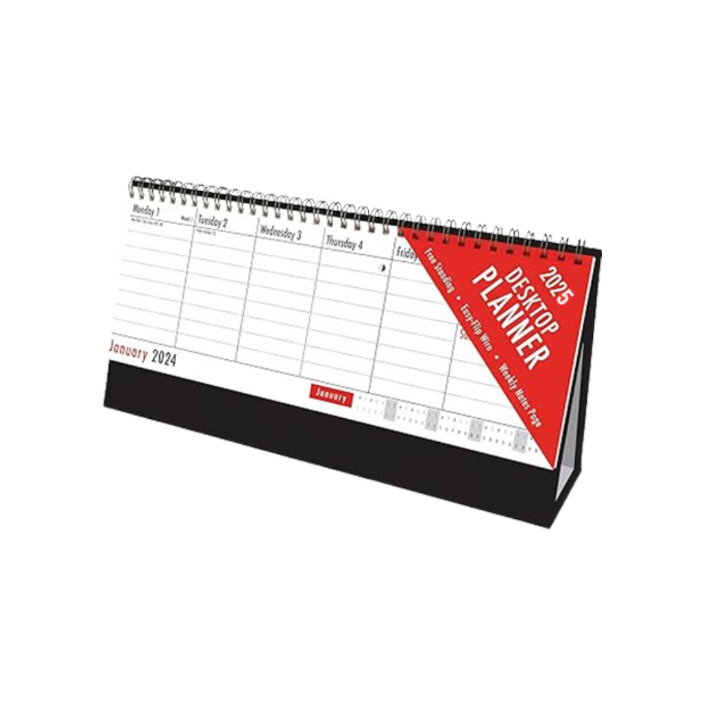 2025 Red and Black Desktop Flip Calendar