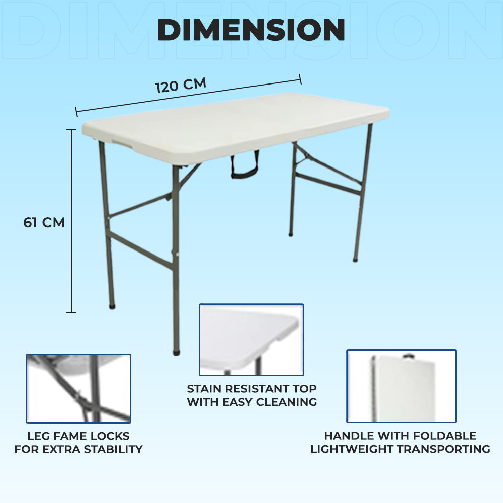 4Ft White Heavy Duty Folding Table