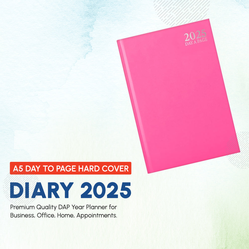 2025 Premium Quality A5 Day to Page Diary - Hard Cover