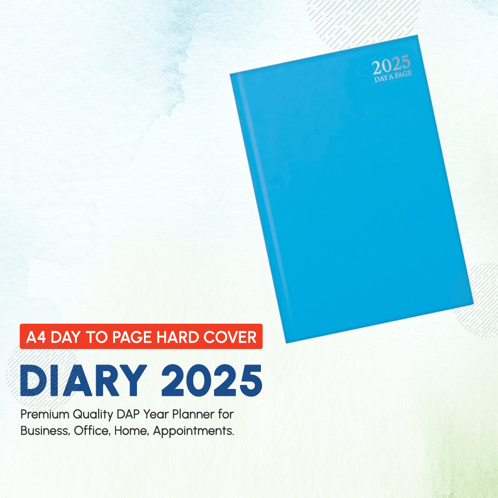 2025 Premium Quality A4 Day to Page Diary - Hard Cover