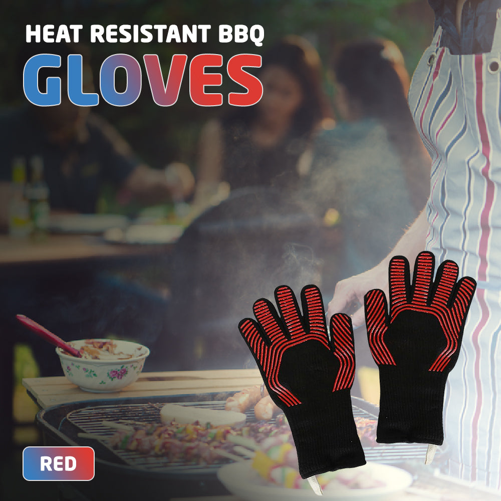 Heat Resistant BBQ Gloves - Red