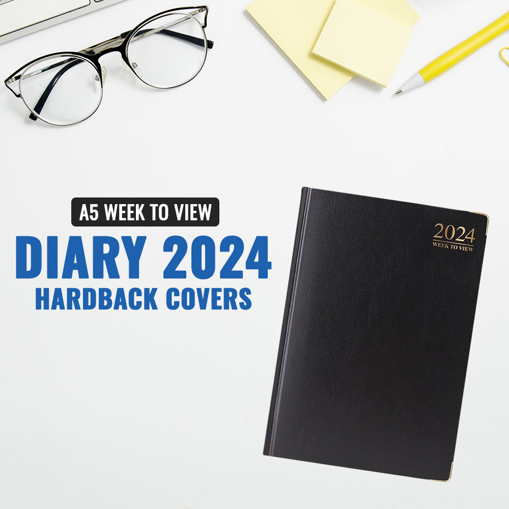 2024 A5 Week To View Diary Full Year Planner Organiser Hardback Cover 3  Colours