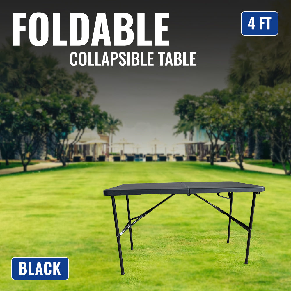 4ft Black Folding Collapsible Table