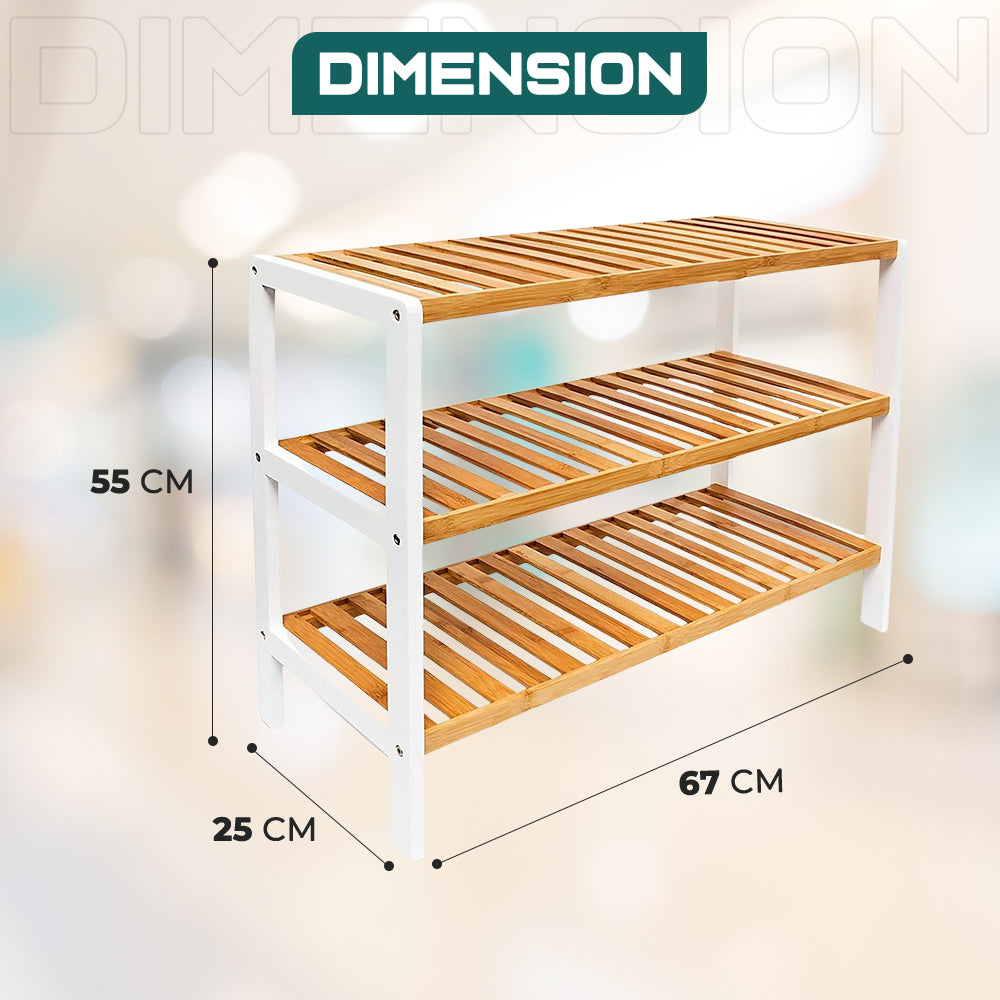 Dimension of 3 Tier Bamboo Shoe Rack