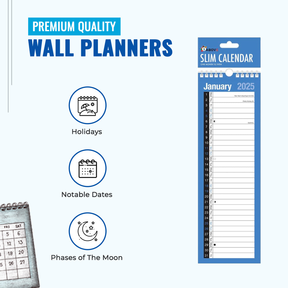 2025 Slim Calendar Wall Planner