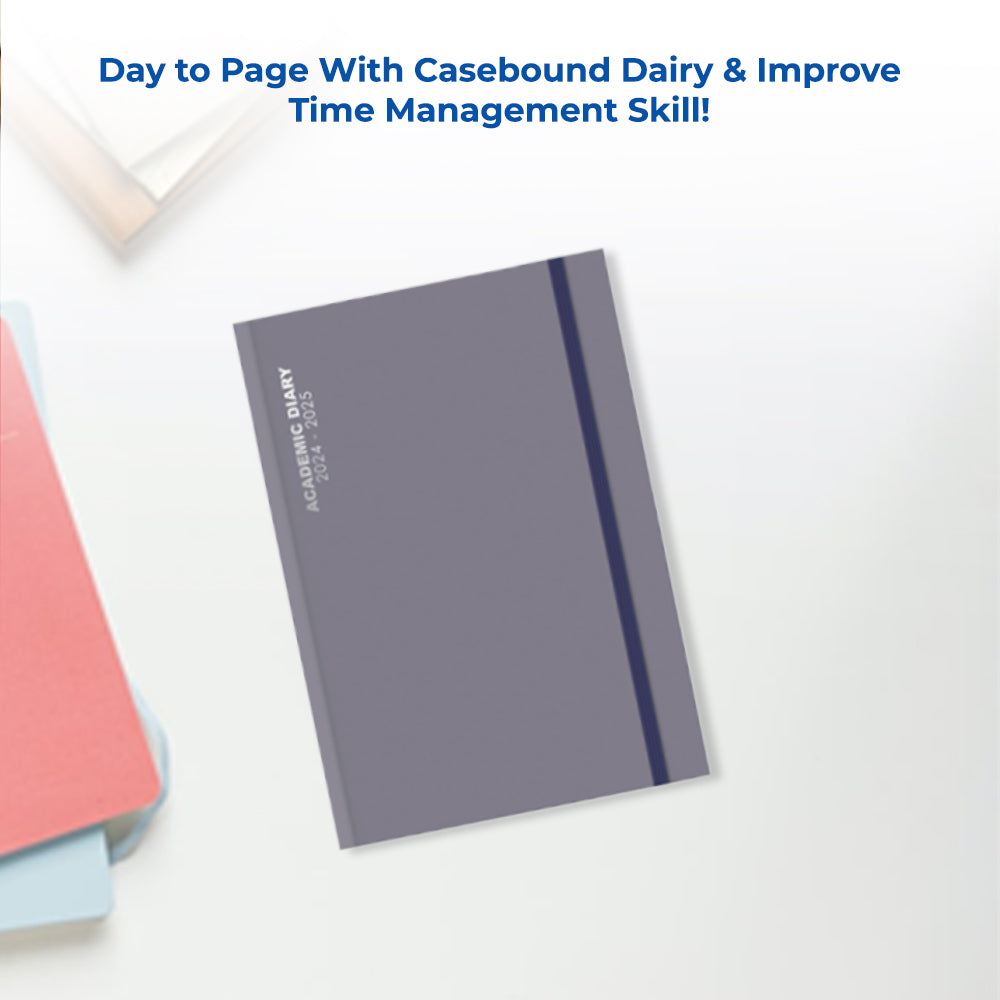 A4 Day To Page Academic Diary With Printed Edges - Grey