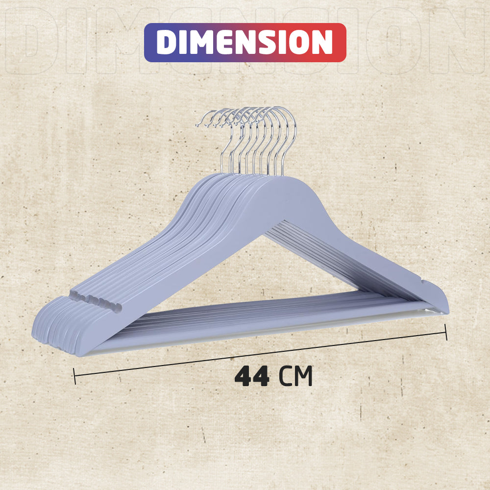 Strong Grey Wooden Coat Hangers - 44 CM