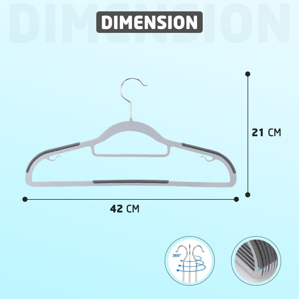 Dimension of Non-Slip Plastic Coat Hangers