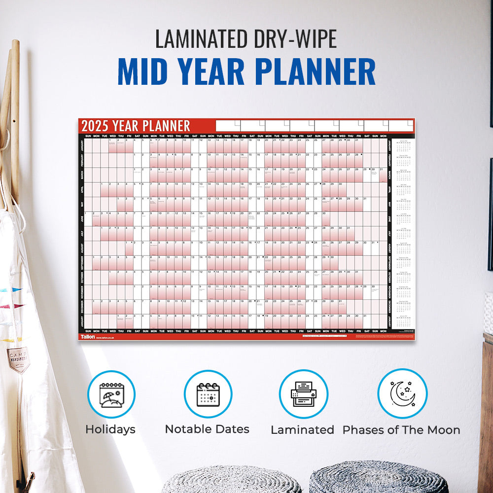 2025 Year Wall Planner A1 - Mid Year Planner