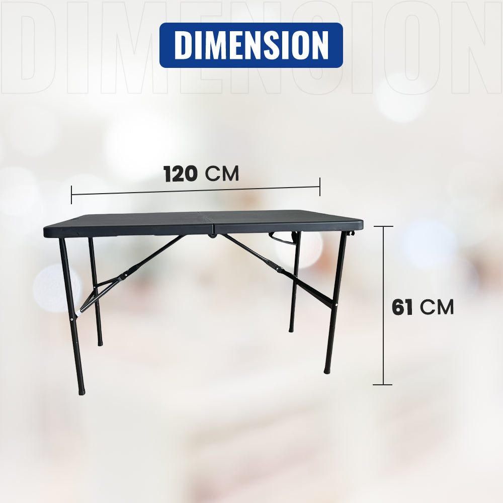 Dimension of 4ft Black Foldable Table