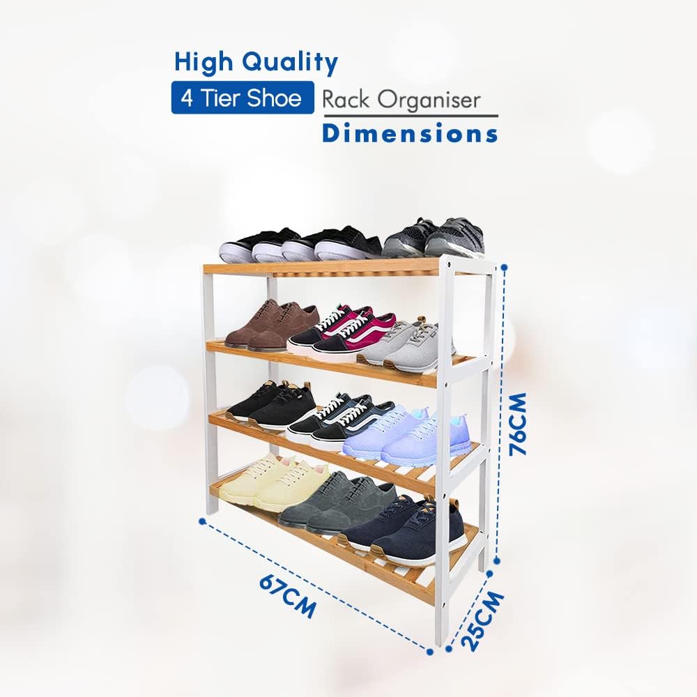 4 Tier Bamboo Shoe Rack - Dimension