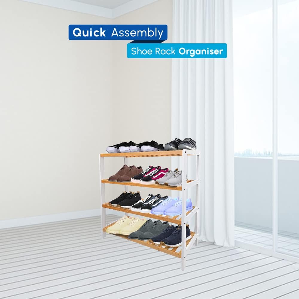 4 Tier Bamboo Shoe Rack - Quick Assemble