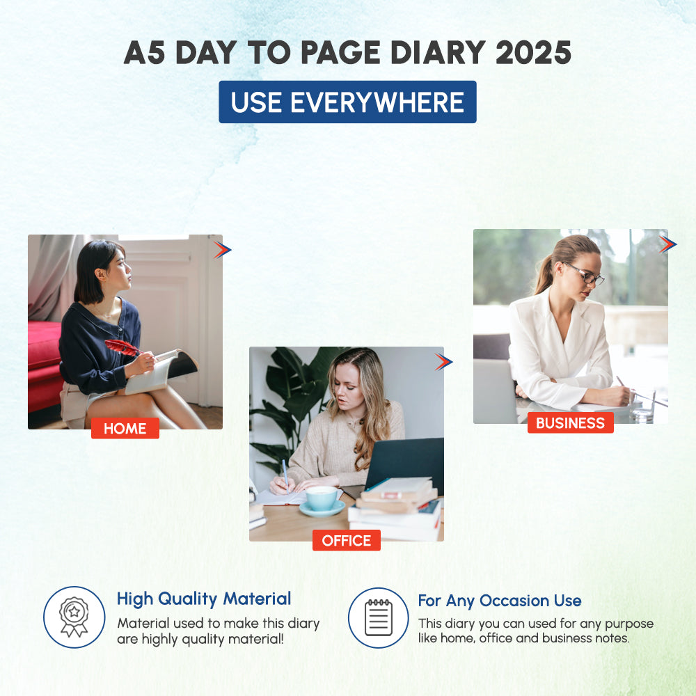 2025 Premium Quality A5 Day to Page Diary