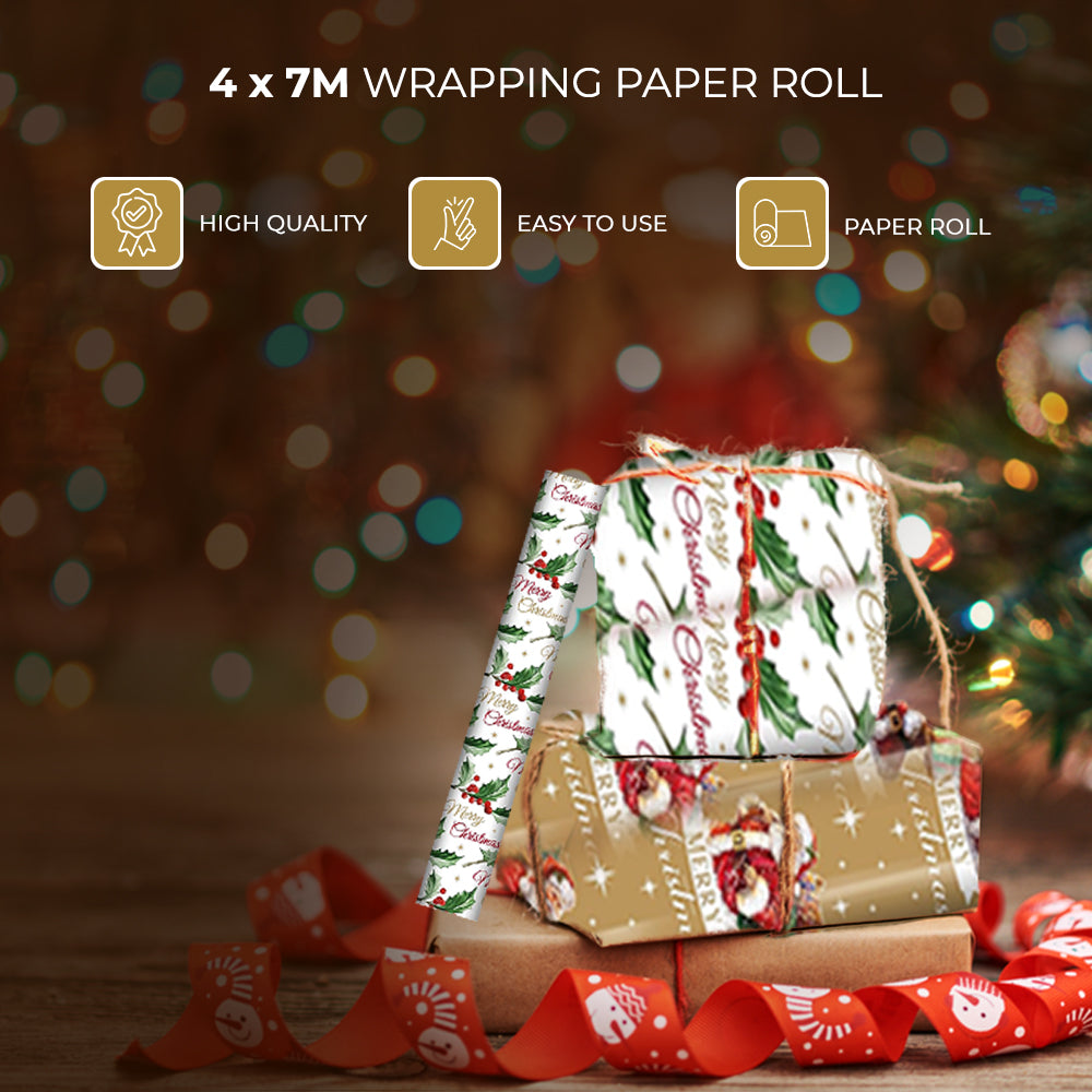 Cute Christmas Character Gift Wrapping Paper Roll 