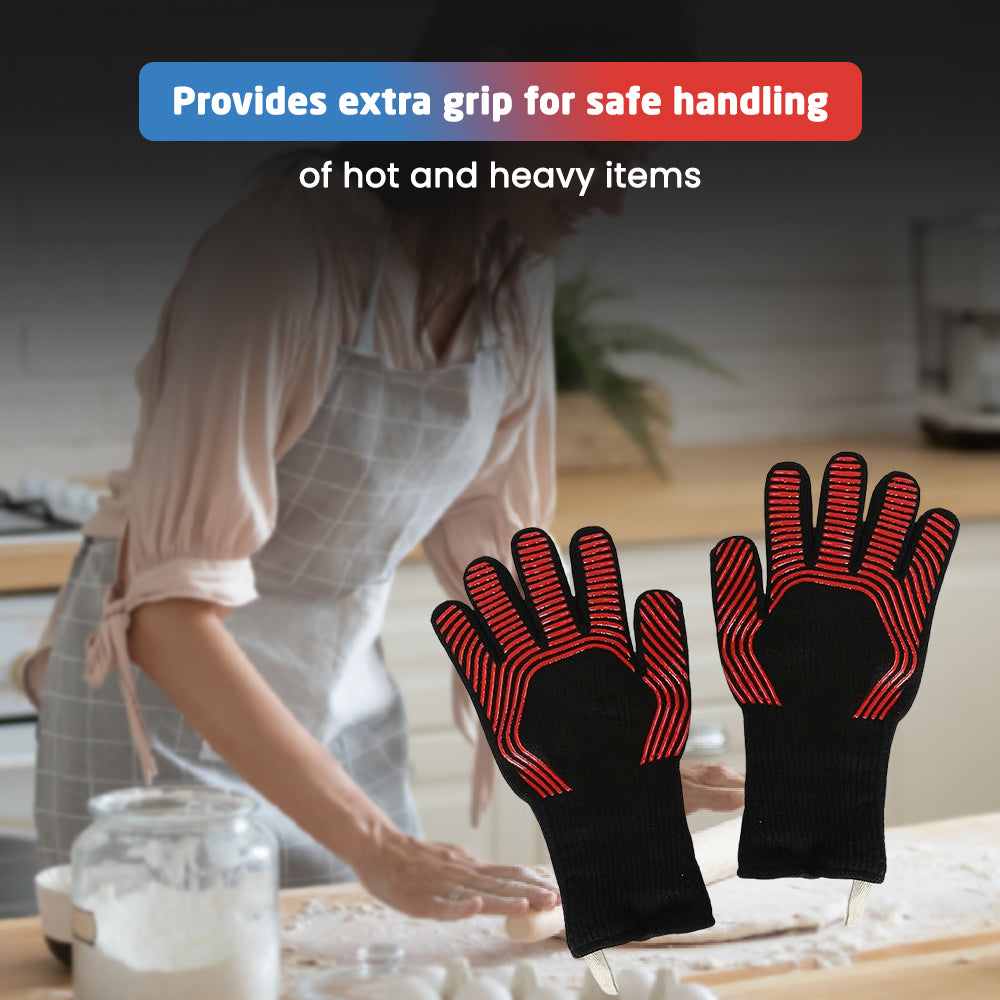 Heat Resistant BBQ Gloves - extra grip for safe handling