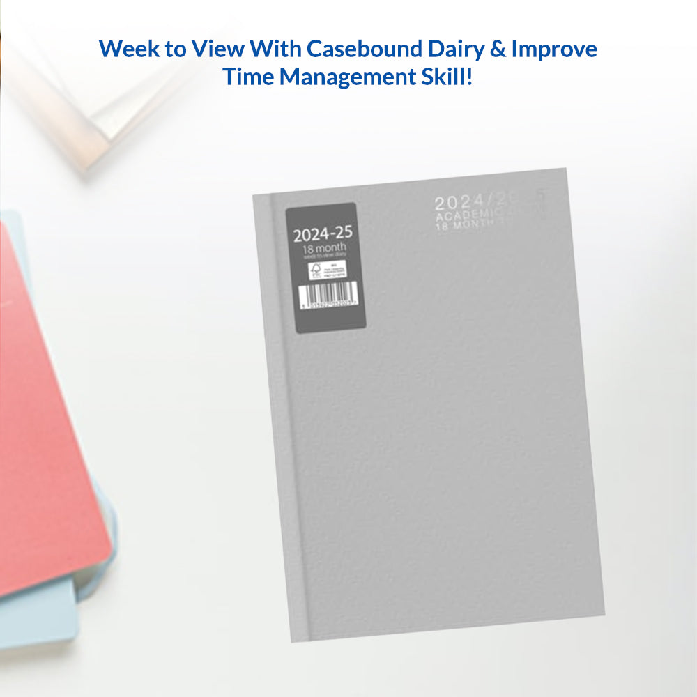 A5 WTV 18 Month Academic Casebound Diary - Grey