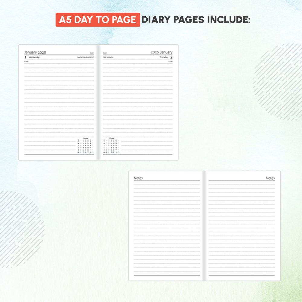 2025 Premium Quality A5 Day to Page Diary