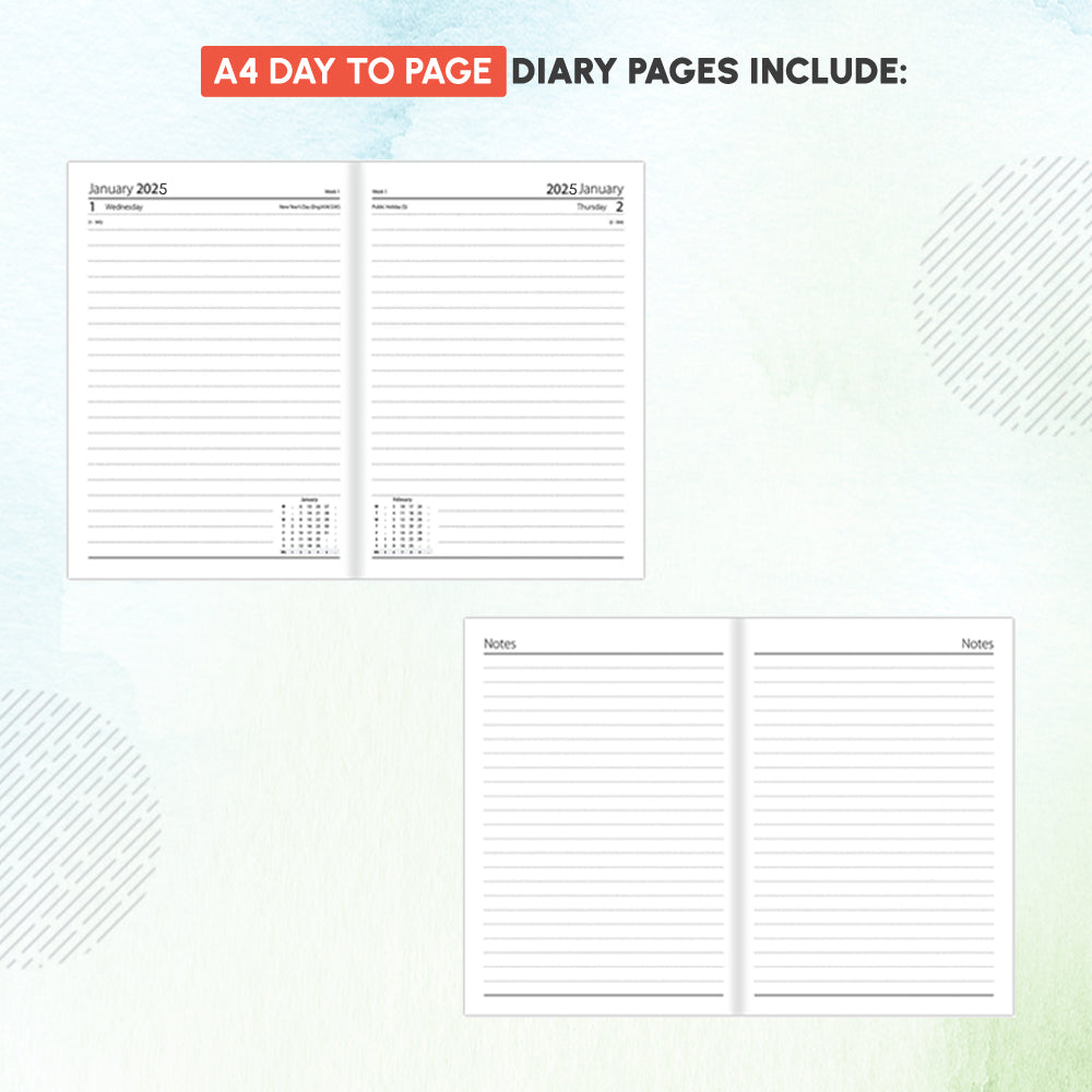 2025 Premium Quality A4 Day to Page Diary