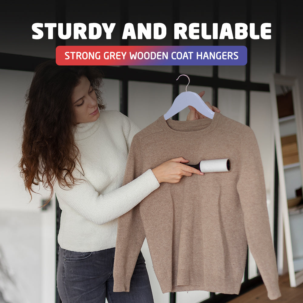 Strong Grey Wooden Coat Hangers Sturdy and Reliable