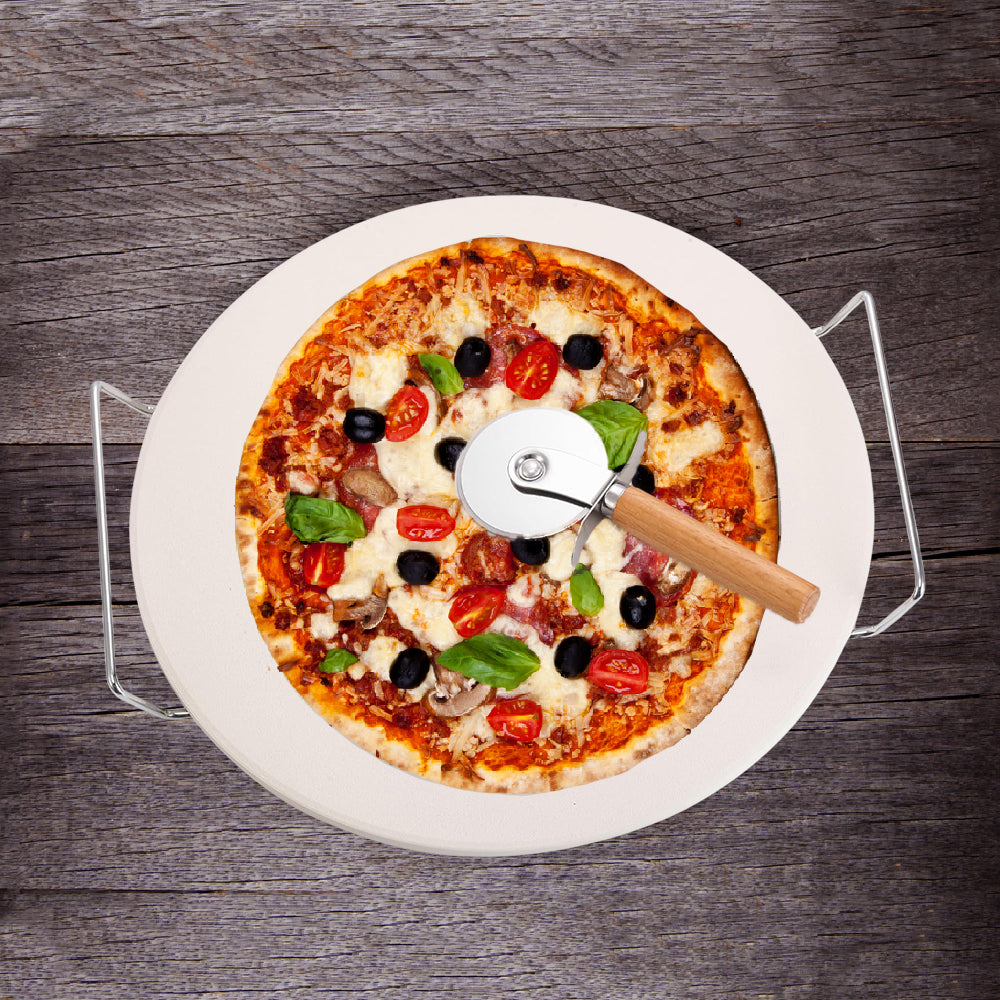 Round Pizza Stone Set with Pizza Cutter