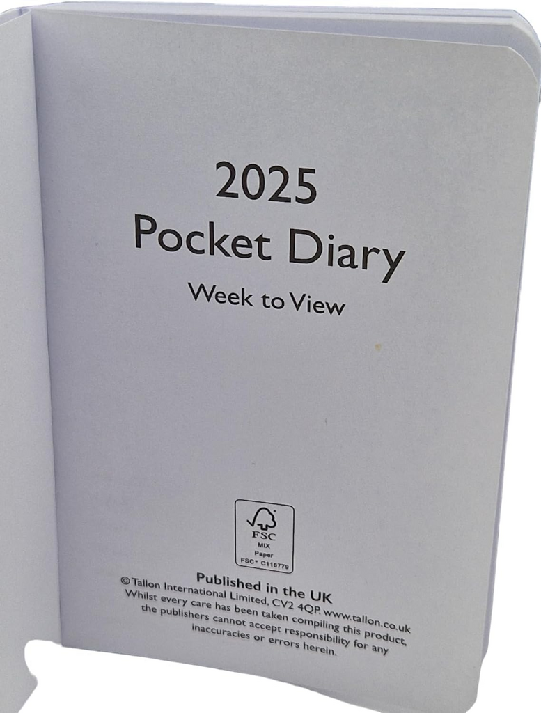 2025 Pocket Diary - A7 Week to View PVC Leather Effect