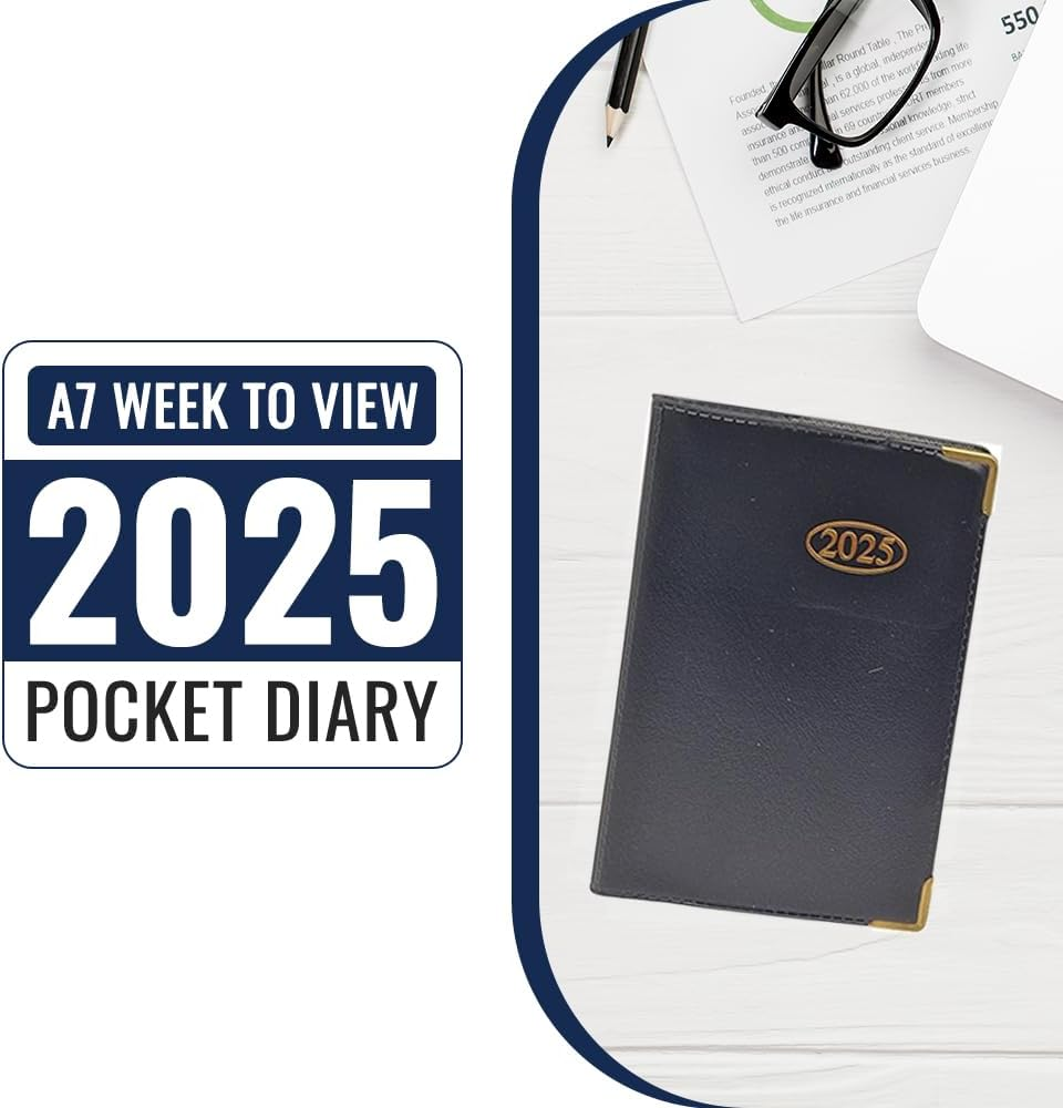 2025 Pocket Diary - A7 Week to View PVC Leather Effect