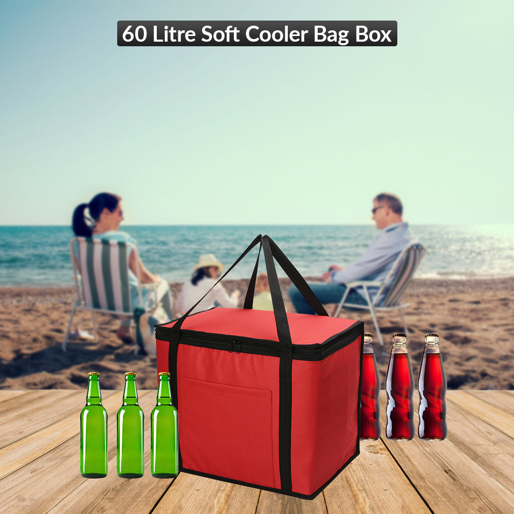60L Portable & Lightweight Soft Cooler Bag Box, Insulated Thermos